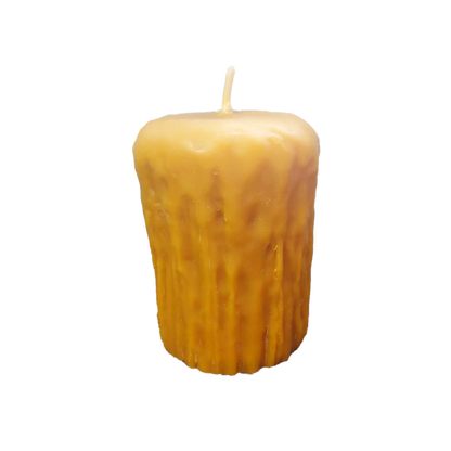 Large melted looking rustic beeswax candle