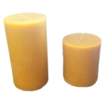 Load image into Gallery viewer, large and small pure nova scotia beeswax pillar candles
