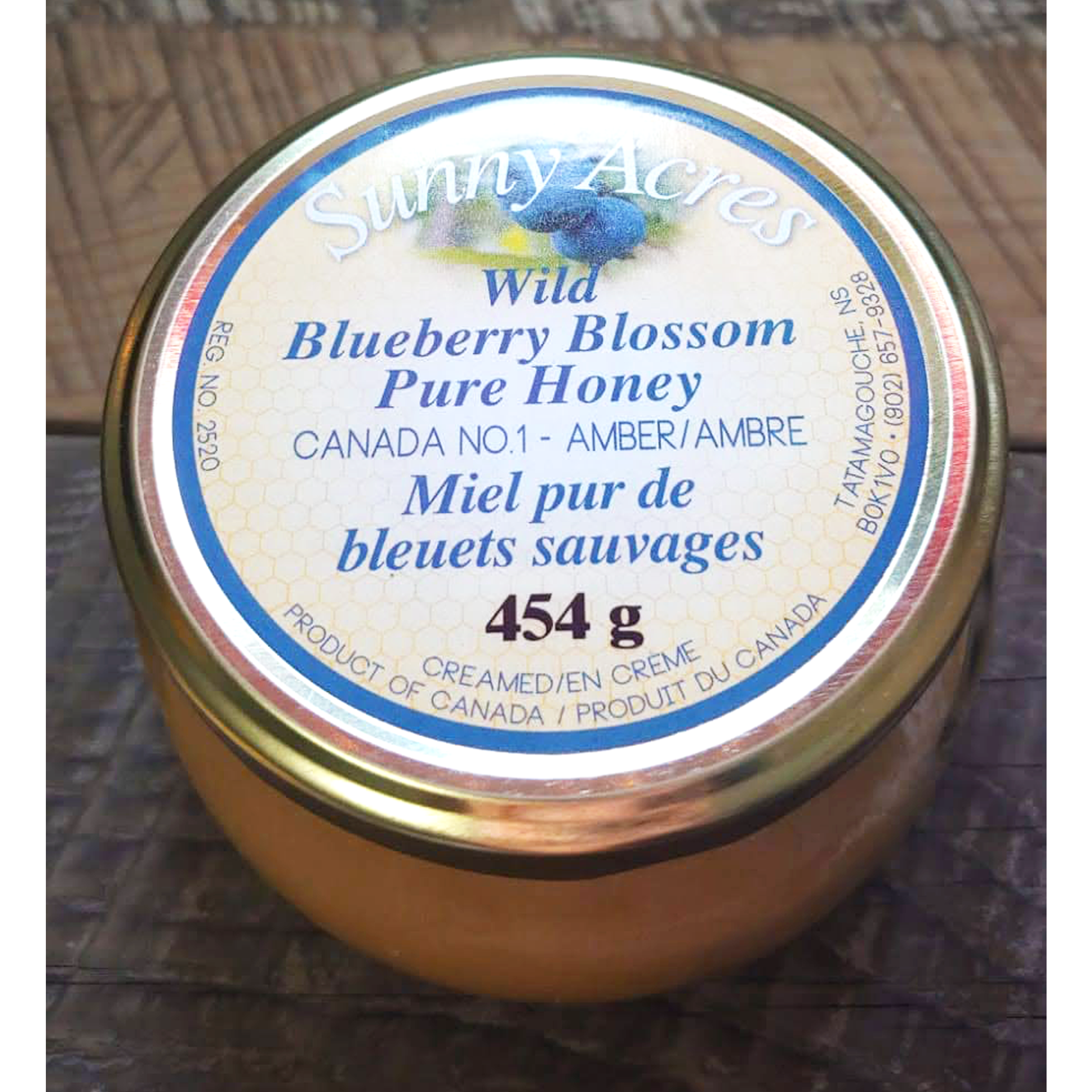 large jar creamed 100% natural wild blueberry blossom honey