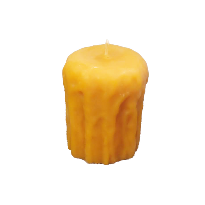 small melted looking beeswax rustic candle